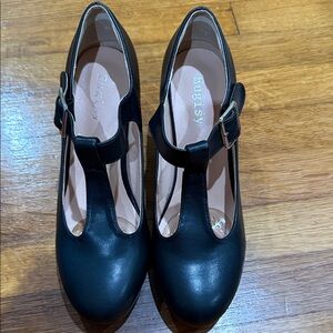 Elegant Black T-Strap Heels